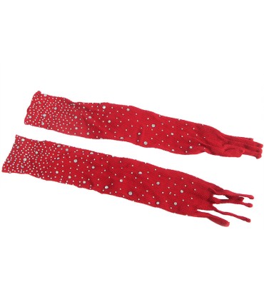 SUBBLIME 952181 BODYSTOCKING DE REJILLA CON GUANTES Y DIAMANTES ROJO TALLA UNICA