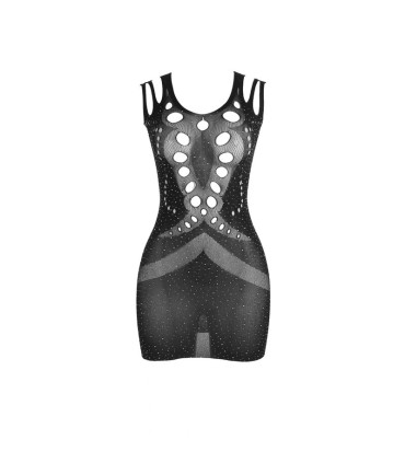 SUBBLIME 952198 VESTIDO DE REJILLA CON DIAMANTES BRILLANTES NEGRO TALLA UNICA