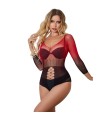 SUBBLIME - 952259 VESTIDO DE REJILLA ELÁSTICO MANGA LARGA DEGRADADO ROJO Y NEGRO TALLA ÚNICA