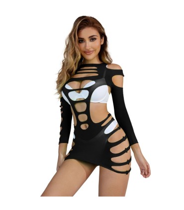 SUBBLIME 952266 VESTIDO DE REJILLA ELASTICO MANGA LARGA NEGRO TALLA UNICA