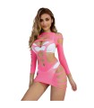 SUBBLIME - 952273 VESTIDO DE REJILLA ELÁSTICO MANGA LARGA ROSA TALLA ÚNICA