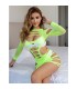 SUBBLIME 952280 VESTIDO DE REJILLA ELASTICO MANGA LARGA VERDE TALLA UNICA