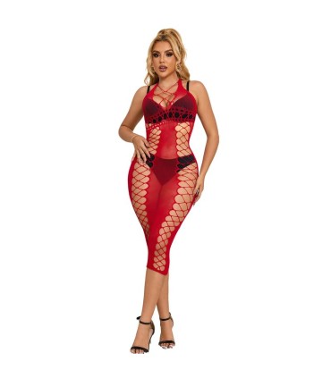 SUBBLIME 952327 VESTIDO DE REJILLA LARGO ROJO TALLA UNICA