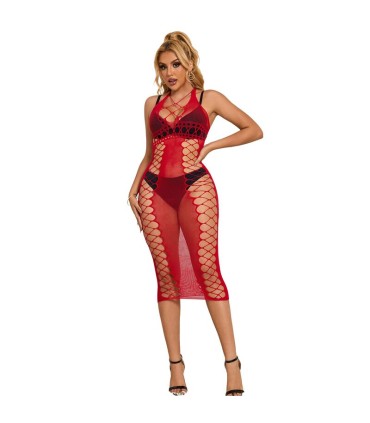 SUBBLIME 952327 VESTIDO DE REJILLA LARGO ROJO TALLA UNICA
