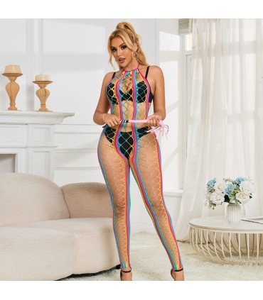 SUBBLIME 952358 BODYSTOCKING DE REJILLA CUELLO HALTER ARCOIRIS XS M