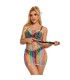 SUBBLIME 952365 VESTIDO DE REJILLA HOMBROS DESCUBIERTOS ARCOIRIS TALLA UNICA