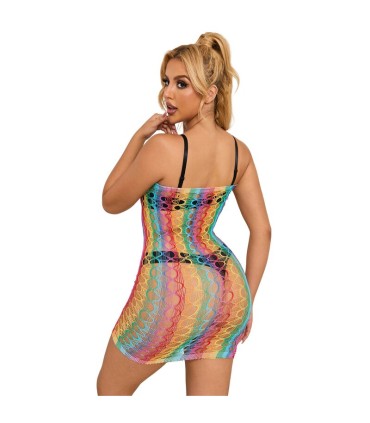 SUBBLIME 952365 VESTIDO DE REJILLA HOMBROS DESCUBIERTOS ARCOIRIS TALLA UNICA