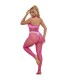 SUBBLIME 952389 BODYSTOCKING CROTCHLESS DE REJILLA Y ENCAJE CON CUELLO ALTO ROSA TALLA UNICA