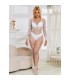 SUBBLIME 952396 BODYSTOCKING DE REJILLA CON DIAMANTES MANGA LARGA BLANCO TALLA UNICA