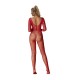SUBBLIME 952419 BODYSTOCKING DE REJILLA CON DIAMANTES MANGA LARGA ROJO XS M