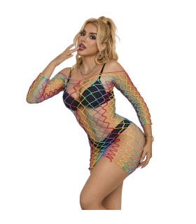 SUBBLIME 952426 VESTIDO DE REJILLA MANGA LARGA ARCOIRIS TALLA UNICA