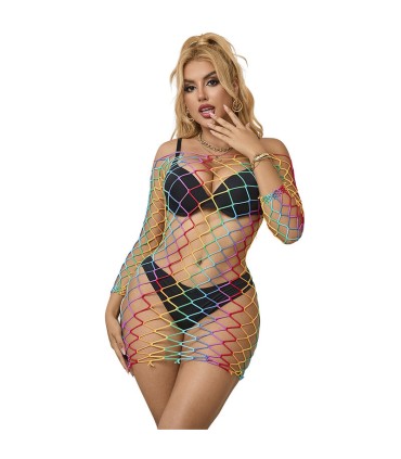 SUBBLIME 952426 VESTIDO DE REJILLA MANGA LARGA ARCOIRIS TALLA UNICA