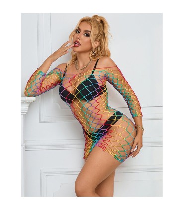 SUBBLIME 952426 VESTIDO DE REJILLA MANGA LARGA ARCOIRIS TALLA UNICA