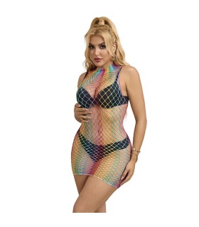 SUBBLIME 952433 VESTIDO DE REJILLA SIN MANGAS CON CUELLO ALTO ARCOIRIS TALLA UNICA