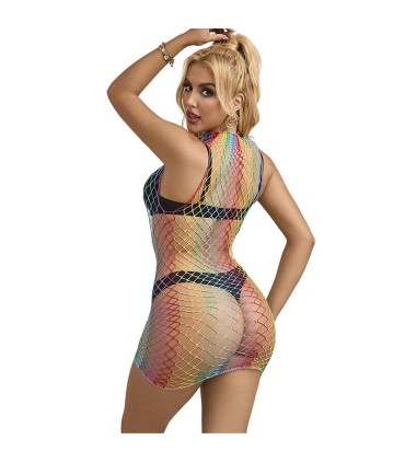 SUBBLIME 952433 VESTIDO DE REJILLA SIN MANGAS CON CUELLO ALTO ARCOIRIS TALLA UNICA
