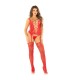 LEG AVENUE CAMISOLA MEDIAS TANGA DE REJILLA ROJO TALLA UNICA