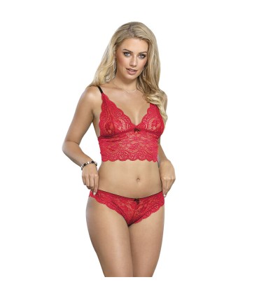 SUBBLIME 953904 SET 3 PIEZAS ENCAJE Y SATEN ROJO L XL