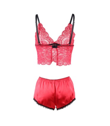 SUBBLIME 953904 SET 3 PIEZAS ENCAJE Y SATEN ROJO L XL