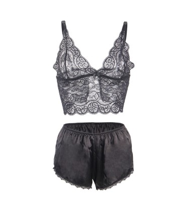 SUBBLIME 953928 SET 3 PIEZAS ENCAJE Y SATEN NEGRO L XL