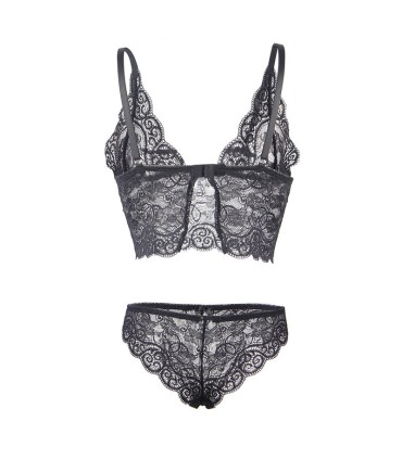 SUBBLIME 953928 SET 3 PIEZAS ENCAJE Y SATEN NEGRO L XL