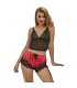 SUBBLIME 953959 PIJAMA SEXY SATEN Y ENCAJE NEGRO ROJO S M
