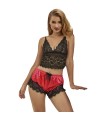 SUBBLIME - 953959 PIJAMA SEXY SATEN Y  ENCAJE NEGRO/ROJO S/M