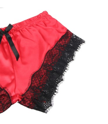 SUBBLIME 953959 PIJAMA SEXY SATEN Y ENCAJE NEGRO ROJO S M