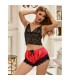 SUBBLIME 953966 PIJAMA SEXY SATEN Y ENCAJE NEGRO ROJO L XL