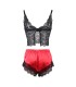 SUBBLIME 953966 PIJAMA SEXY SATEN Y ENCAJE NEGRO ROJO L XL