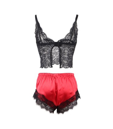 SUBBLIME 953966 PIJAMA SEXY SATEN Y ENCAJE NEGRO ROJO L XL