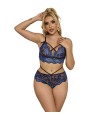 SUBBLIME - 954079 SUJETADOR + PANTIES ENCAJE AZUL L/XL