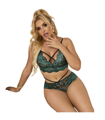 SUBBLIME 954086 SUJETADOR PANTIES ENCAJE VERDE S M