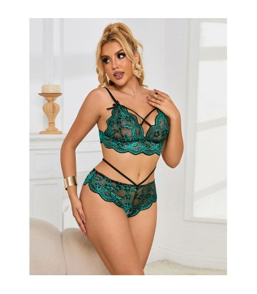SUBBLIME 954086 SUJETADOR PANTIES ENCAJE VERDE S M
