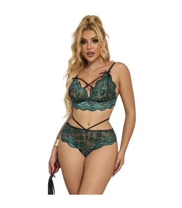 SUBBLIME 954093 SUJETADOR PANTIES ENCAJE VERDE L XL