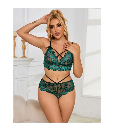 SUBBLIME 954093 SUJETADOR PANTIES ENCAJE VERDE L XL