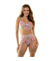 SUBBLIME - 954116 SUJETADOR + PANTIES CON LIGUERO DISEÑO FLORAL AZUL L/XL
