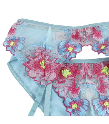 SUBBLIME 954116 SUJETADOR PANTIES CON LIGUERO DISENO FLORAL AZUL L XL