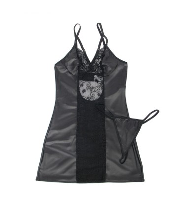 SUBBLIME 954178 VESTIDO TANGA CUERO NEGRO L XL