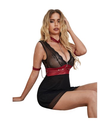 SUBBLIME 954437 VESTIDO BONDAGE DE ENCAJE NEGRO L XL