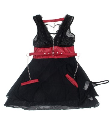 SUBBLIME 954437 VESTIDO BONDAGE DE ENCAJE NEGRO L XL