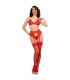 CHILIROSE CR 4848 SET SUJETADOR TANGA MEDIAS DE ENCAJE ROJO S