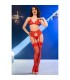 CHILIROSE CR 4848 SET SUJETADOR TANGA MEDIAS DE ENCAJE ROJO S
