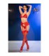 CHILIROSE CR 4848 SET SUJETADOR TANGA MEDIAS DE ENCAJE ROJO S