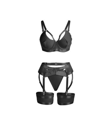 SUBBLIME 955243 SET SUJETADOR CON LIGUERO BONDAGE NEGRO L XL