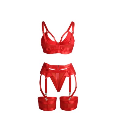 SUBBLIME 955250 SET SUJETADOR CON LIGUERO BONDAGE ROJO S M