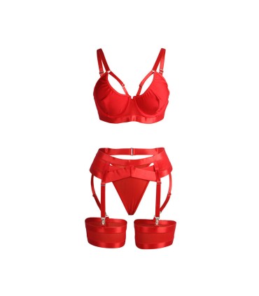 SUBBLIME 955267 SET SUJETADOR CON LIGUERO BONDAGE ROJO L XL