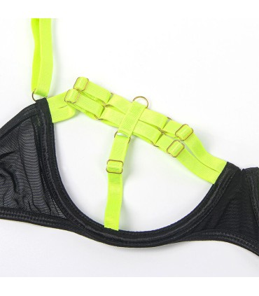 SUBBLIME 955281 SET SUJETADOR CON COLLAR Y DETALLES PARA PIERNAS VERDE FLUORESCENTE L XL