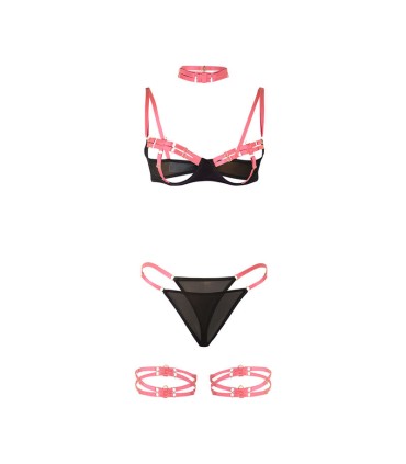 SUBBLIME 955304 SET SUJETADOR CON COLLAR Y DETALLES PARA PIERNAS ROSA FLUORESCENTE L XL