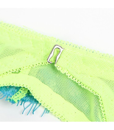 SUBBLIME 955311 SET SUJETADOR CON ENCAJE Y LIGUEROS VERDE Y AZUL S M