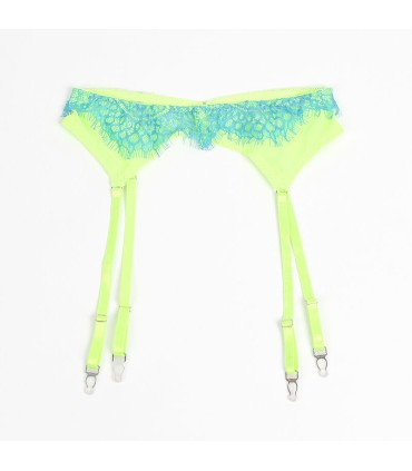 SUBBLIME 955311 SET SUJETADOR CON ENCAJE Y LIGUEROS VERDE Y AZUL S M